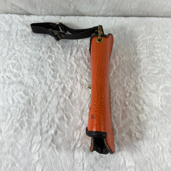 Vintage Tangerine Papaya  Dookey Croco Bag Wristlet - Picture 3 of 6